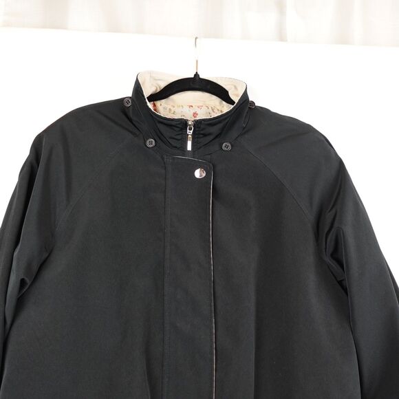 Liz Claiborne Raincoat Utility Jacket Women's Size Large Black Zip & Snap Fall - Picture 5 of 15